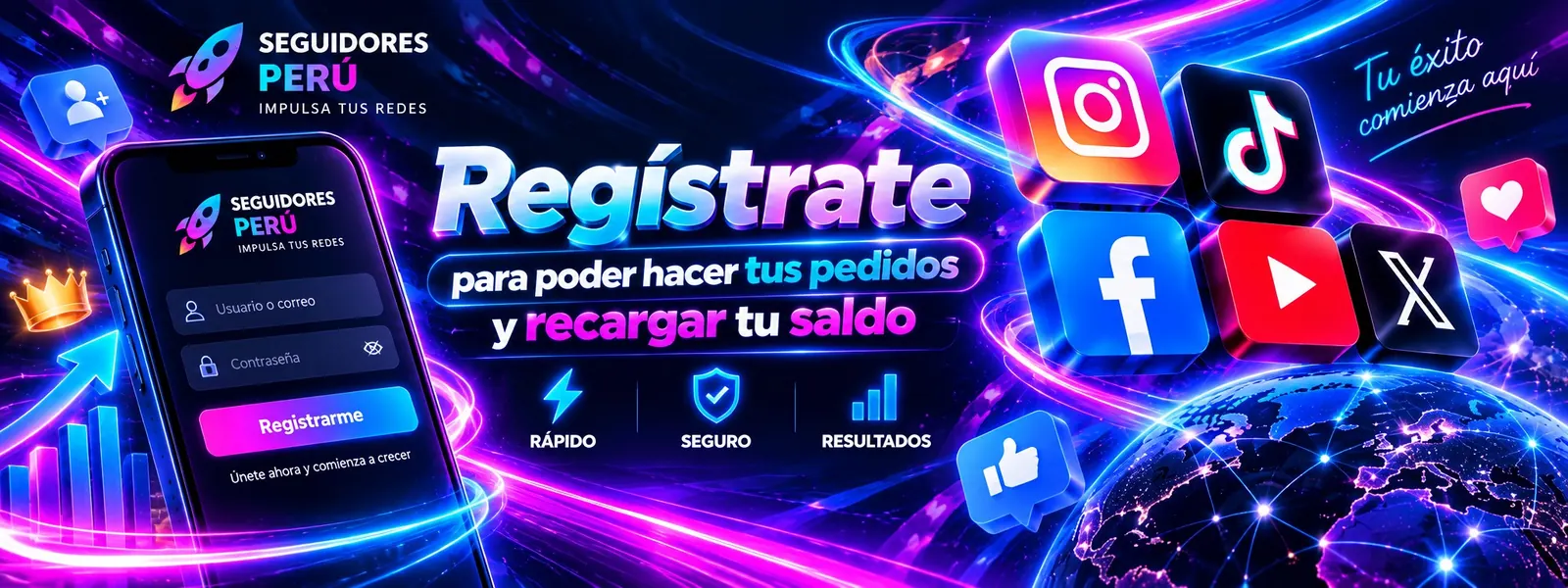 Regístrate y crea tus pedidos